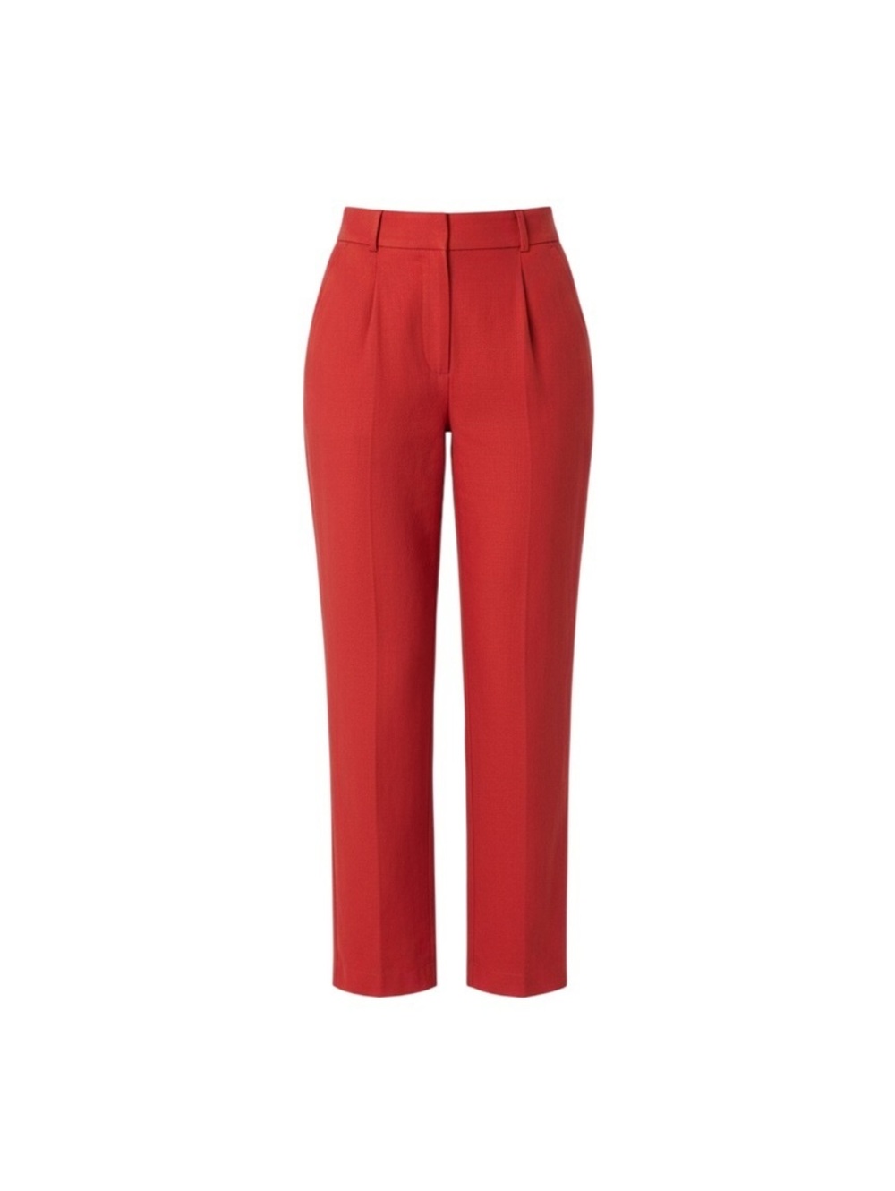 Platinum Red High-Waisted Tailored Straight-Leg Pants